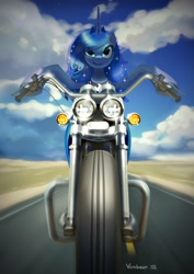 Size: 2121x3000 | Tagged: safe, artist:vombavr, princess luna, alicorn, pony, female, high res, mare, motorcycle, solo