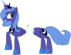 Size: 1070x821 | Tagged: artist needed, safe, princess luna, alicorn, pony, half, luna module, meme, modular, practical joke, s1 luna, simple background, solo, transparent background, wat