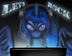 Size: 2100x1650 | Tagged: safe, artist:zedrin, princess luna, alicorn, pony, gamer luna, glasses, solo