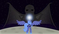 Size: 1400x800 | Tagged: safe, artist:adcoon, princess luna, alicorn, pony, cthulhu, cthulhu mythos, female, mare, s1 luna