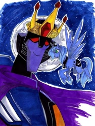 Size: 699x932 | Tagged: safe, artist:neoyi, princess luna, alicorn, pony, s1 luna, skywarp, transformers, transformers animated