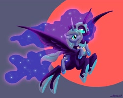 Size: 5250x4200 | Tagged: safe, artist:docwario, nightmare moon, princess luna, alicorn, pony, absurd resolution, flying, ponies riding ponies, s1 luna, self ponidox