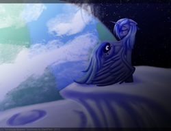 Size: 800x615 | Tagged: safe, artist:inuhoshi-to-darkpen, princess luna, alicorn, pony, moon, s1 luna, sad, solo