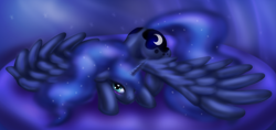 Size: 4540x2142 | Tagged: safe, artist:zedrin, princess luna, alicorn, pony, female, horn, mare, simple background, solo