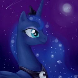 Size: 600x600 | Tagged: safe, artist:mazzy-elf, princess luna, alicorn, pony, female, horn, mare, simple background, solo