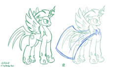 Size: 1280x759 | Tagged: safe, artist:badgerben, oc, oc only, alicorn, changeling, hybrid, pony