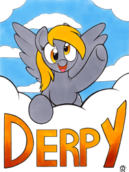 Size: 901x1200 | Tagged: safe, artist:badgerben, derpy hooves, pegasus, pony, cloud, cloudy, female, mare, solo