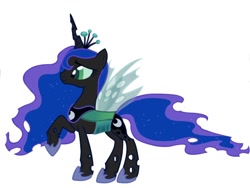 Size: 1024x768 | Tagged: safe, princess luna, changeling, changelingified, raised hoof, simple background, solo, species swap