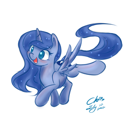 Size: 1500x1500 | Tagged: dead source, safe, artist:xcopyen002, princess luna, alicorn, pony, cute, female, simple background, solo