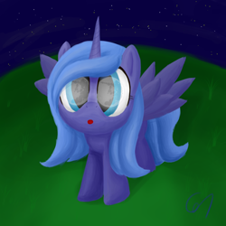 Size: 4096x4096 | Tagged: safe, artist:greeny-nyte, princess luna, alicorn, pony, absurd resolution, cute, filly, solo, woona