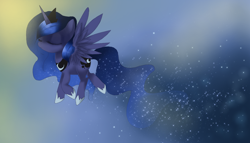 Size: 1400x800 | Tagged: safe, artist:loyaldis, princess luna, alicorn, pony, eyes closed, female, s1 luna, solo