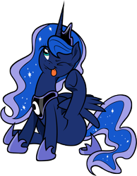 Size: 7768x10000 | Tagged: safe, artist:alexpony, artist:kp-shadowsquirrel, princess luna, alicorn, dog pony, pony, .psd available, absurd resolution, behaving like a dog, ear scratch, simple background, sitting, solo, tongue out