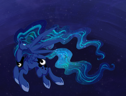 Size: 2581x1971 | Tagged: safe, artist:buljong, princess luna, alicorn, pony, female, horn, mare, simple background, solo