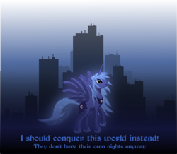 Size: 911x794 | Tagged: safe, artist:grayma1k, princess luna, alicorn, pony, city, solo