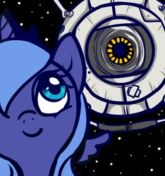 Size: 750x800 | Tagged: safe, artist:lupreia, princess luna, alicorn, pony, personality core, portal (valve), s1 luna, solo, space core