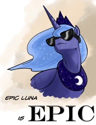 Size: 612x792 | Tagged: safe, artist:hattonslayden, princess luna, alicorn, pony, female, horn, mare, solo, sunglasses