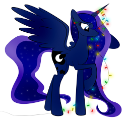 Size: 4884x4680 | Tagged: safe, artist:zomgitsalaura, princess luna, alicorn, pony, absurd resolution, christmas, christmas lights, decoration, simple background, solo, transparent background, vector