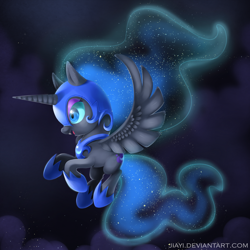 Size: 1024x1024 | Tagged: dead source, safe, artist:jiayi, nightmare moon, princess luna, alicorn, pony, chibi, cute, filly, lunabetes, nightmare woon, solo, woona