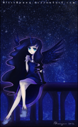 Size: 1280x2074 | Tagged: safe, artist:felynea, princess luna, humanized, night, skinny, solo, winged humanization