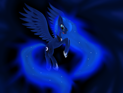 Size: 2850x2150 | Tagged: safe, artist:serenakks, princess luna, alicorn, pony, flying, high res, solo