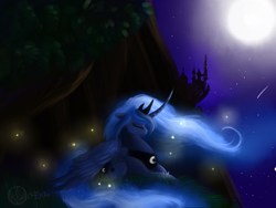 Size: 1024x768 | Tagged: safe, artist:aeritus, princess luna, alicorn, pony, detailed background, female, mare, solo