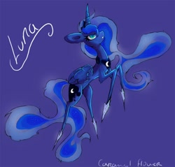 Size: 1000x955 | Tagged: safe, artist:caramelflower, princess luna, alicorn, pony, alternate design, simple background, solo