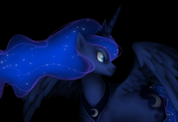 Size: 3000x2064 | Tagged: safe, artist:nomyriad, princess luna, alicorn, pony, high res, solo, spread wings, wings