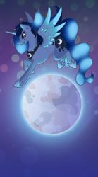 Size: 768x1386 | Tagged: safe, artist:pon-ee, princess luna, alicorn, pony, female, horn, mare, moon, solo