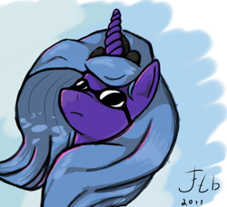 Size: 606x552 | Tagged: safe, artist:da-futaba, princess luna, alicorn, pony, female, horn, mare, solo, sunglasses