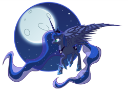 Size: 2589x1849 | Tagged: safe, artist:cromerlock, princess luna, alicorn, pony, female, horn, mare, moon, solo