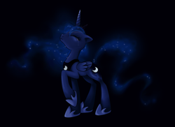 Size: 1981x1440 | Tagged: safe, artist:zeal-hime, princess luna, alicorn, pony, crying, eyes closed, raised hoof, solo