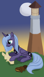 Size: 852x1500 | Tagged: safe, artist:quintessantriver, princess luna, alicorn, pony, crossover, dexterous hooves, game:to the moon, origami, s1 luna, solo