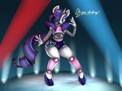 Size: 4255x3168 | Tagged: safe, artist:badgerben, rarity, anthro, plantigrade anthro, robot, absurd resolution, clothes, cosplay, costume, fabulous, hair over one eye, looking at you, mettaton, mettaton ex, open mouth, raribot, rariton, solo, undertale