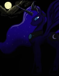 Size: 700x900 | Tagged: safe, artist:kulturschock, princess luna, alicorn, pony, moon, night, solo