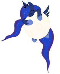 Size: 2840x3496 | Tagged: safe, artist:fribox, princess luna, alicorn, pony, eyes closed, female, high res, moon, simple background, solo, tangible heavenly object