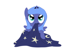 Size: 1200x900 | Tagged: safe, artist:zedrin, princess luna, alicorn, pony, blanket, cute, simple background, solo, woona