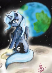 Size: 1477x2047 | Tagged: safe, artist:vixetra, princess luna, alicorn, pony, crying, sad, solo