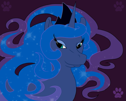 Size: 1235x992 | Tagged: safe, artist:rottingroot, princess luna, alicorn, pony, female, horn, mare, simple background, solo