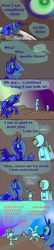 Size: 600x2800 | Tagged: safe, artist:awieultra, princess luna, alicorn, human, pony, :o, aeiou, astronaut, comic, confused, eyes closed, female, frown, luna and the nauts, mare, moon, moonbase alpha, open mouth, sad, sitting, smiling, spread wings, upside down, wat, wide eyes