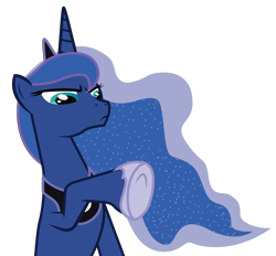 Size: 3353x3118 | Tagged: safe, artist:bigccv, princess luna, alicorn, pony, disapproval, high res, raised hoof, simple background, sitting, solo, transparent background, vector