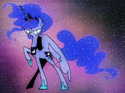 Size: 945x700 | Tagged: safe, artist:tearzah, princess luna, alicorn, pony, female, horn, mare, raised hoof, solo