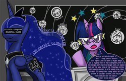 Size: 1000x642 | Tagged: source needed, safe, artist:saturnspace, princess luna, twilight sparkle, alicorn, pony, glasses