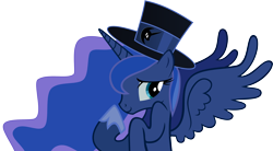 Size: 3618x1994 | Tagged: safe, artist:theonewiththeoctaves, princess luna, alicorn, pony, hat, simple background, solo, top hat