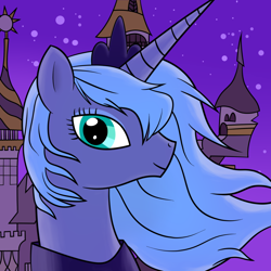 Size: 900x900 | Tagged: safe, artist:sirpsycho01, princess luna, alicorn, pony, s1 luna, solo, windswept mane