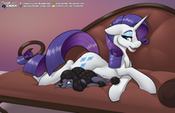 Size: 2700x1750 | Tagged: safe, artist:bluebender, rarity, dog, pony, poodle, unicorn, art, art pack, chaise, charity, curly hair, curly mane, curly tail, cute, cutie mark, fainting couch, female, horn, long mane, long tail, lying down, makeup, misleading thumbnail, pinup, raribetes, rescue your rescue