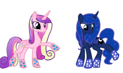 Size: 876x519 | Tagged: safe, artist:marytheechidna, princess cadance, princess luna, alicorn, pony, clothes, socks