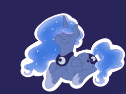 Size: 667x500 | Tagged: safe, artist:girafficorn, princess luna, alicorn, pony, prone, simple background, solo