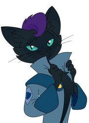 Size: 1600x2202 | Tagged: safe, derpibooru import, edit, capper dapperpaws, oc, oc:nyx, abyssinian, anthro, cat, my little pony: the movie, abyssinianized, catified, clothes, cutie mark, male, palette swap, recolor, simple background, solo, species swap, transparent background