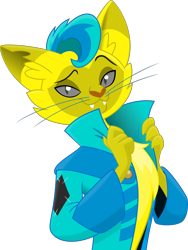 Size: 2000x2655 | Tagged: safe, artist:stjonal, derpibooru import, capper dapperpaws, oc, oc only, oc:runaway train, abyssinian, anthro, cat, my little pony: the movie, abyssinianized, catified, male, palette swap, recolor, simple background, solo, species swap, transparent background, vector