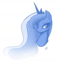 Size: 1581x1694 | Tagged: safe, artist:theinkbot, princess luna, alicorn, pony, bust, monochrome, portrait, simple background, solo